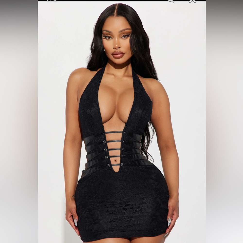 Black tie detail dress